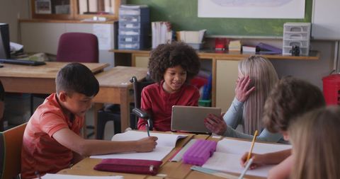 Children Engaging with Teacher Using Tablet in Classroom Setting - Download Free Stock Images Pikwizard.com
