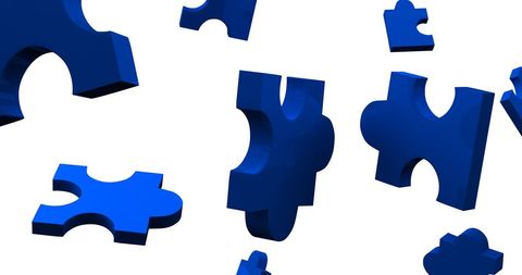Floating Blue Puzzle Pieces on White Background - Download Free Stock Images Pikwizard.com