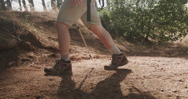 Close-Up of Hiker's Legs Walking on Trail in Nature - Download Free Stock Images Pikwizard.com