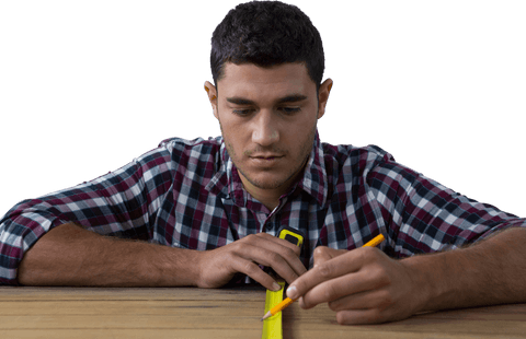 focused craftsman measuring transparent background precision - Download Free Stock Videos Pikwizard.com