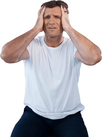 Transparent Frustrated Man in White Shirt with Hands on Head - Download Free Stock Videos Pikwizard.com