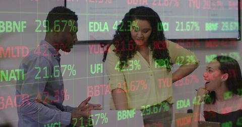 Diverse Business Team Analyzing Financial Data and Trends Strategically