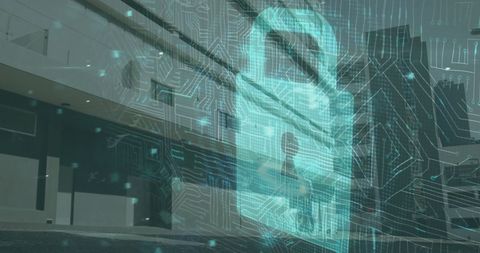 cybersecurity concept with digital padlock and cityscape - Download Free Stock Images Pikwizard.com