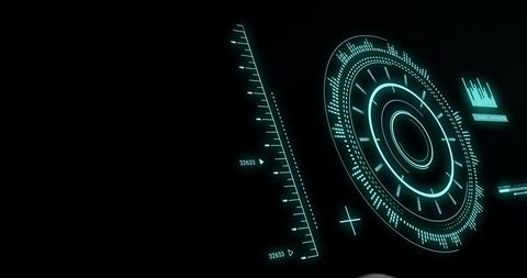 Digital interface with holographic display element over rugby ball