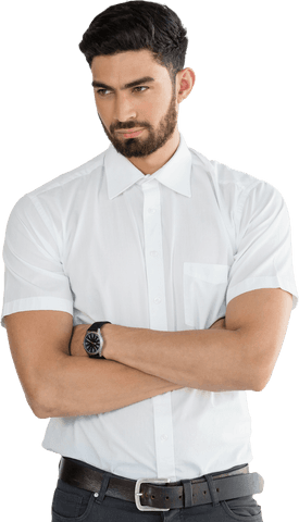 confident young male with crossed arms wearing watch on transparent background - Download Free Stock Videos Pikwizard.com