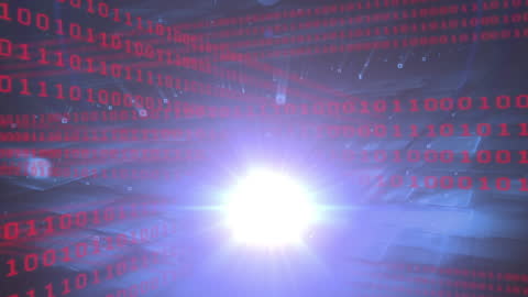 Abstract Binary Code and Light Burst Digital Background