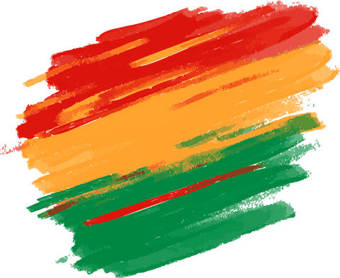 Vibrant abstract brushstroke ombre on transparent background