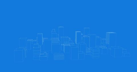 Futuristic Cityscape with Rotating 3D Buildings on Blue Background - Download Free Stock Images Pikwizard.com