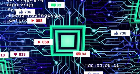 Digital Interface with Data Processing and Social Media Notifications