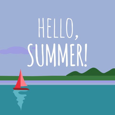 hello summer vector with sailboat on calm sea - Download Free Stock Templates Pikwizard.com