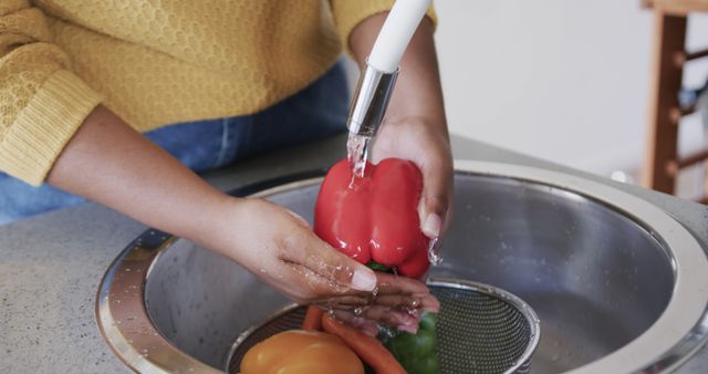 Person Washing Fresh Vegetables Under Running Water in Kitchen Sink - Download Free Stock Images Pikwizard.com