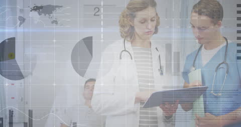 Medical Professionals Analyzing Financial Data Innovation