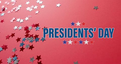 Presidents' Day Celebration with Patriotic Red Background