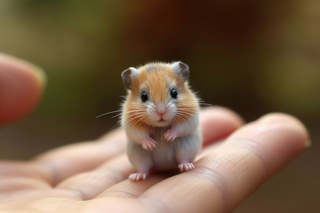 Close up of cute hamster standing on human hand, created using generative ai technology - Download Free Stock Photos Pikwizard.com