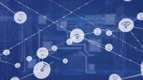 Global Digital Network Connections with Futuristic Icons