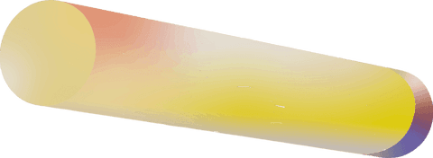 Abstract pill-shaped gradient with warm color transitions on transparent background