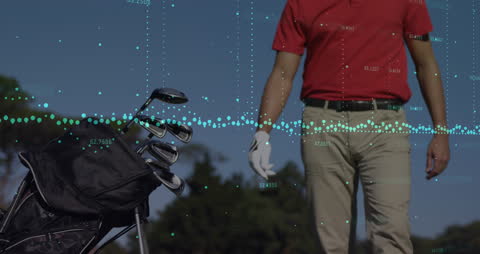 Tech and Tradition: Male Golfer with Data Visualization