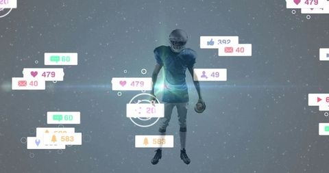 Futuristic Football Player in Digital Social Media Arena