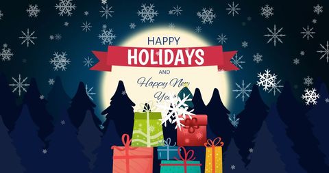 Festive Holiday Greeting with Snowflakes and Moonlight - Download Free Stock Images Pikwizard.com
