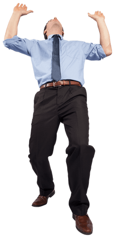 Transparent businessman celebrating