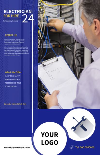 Expert Electrical Technician Inspecting Network Equipment for IT Services - Download Free Stock Templates Pikwizard.com