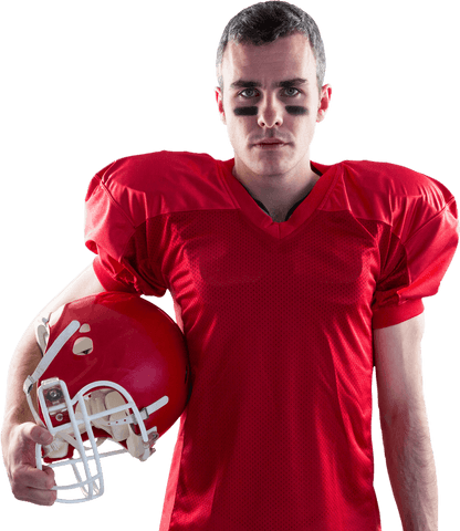 Caucasian American Football Player on Transparent Background