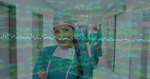 Nurse in Hospital Overlayed with Data Analytics Concept