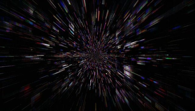 Dynamic Multicolored Light Streaks in Virtual Data Tunnel