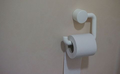 Minimalist toilet paper holder in modern bathroom setting