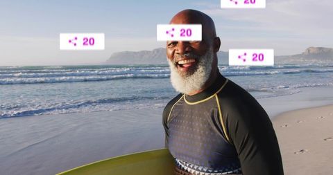 Senior Surfer Enjoying Day at Ocean Beach