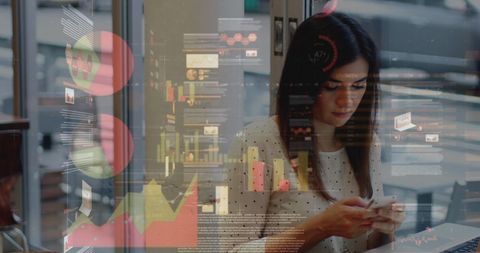 Woman Engaging with Data Analytics and Digital Interaction