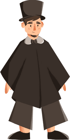 Abraham lincoln cartoon illustration on transparent background