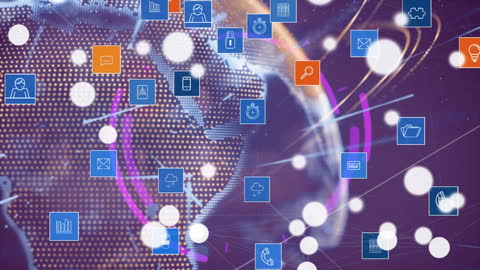 Digital Technologies Global Data Concept with Icons and Globe