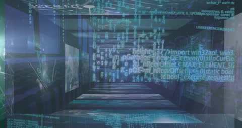 Abstract Visualization of Data Processing in Server Room