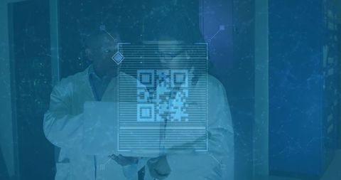 Technological innovation with qr code in modern server room