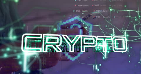 Futuristic Animation of Crypto with Data Processing Elements