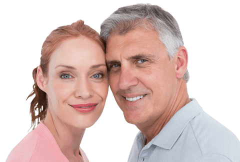 Transparent Smiling Couple Standing Close Together