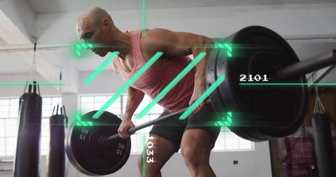 Augmented Reality Interface with Man Weightlifting in Gym - Download Free Stock Images Pikwizard.com