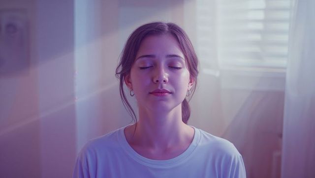 Mindful Woman Meditating by Window with Gentle Sunlight