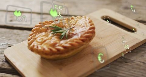 Sustainable Homemade Pie with Modern Eco Icons
