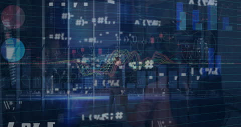 Businessman Analyzing Stock Market Data on Digital Screen