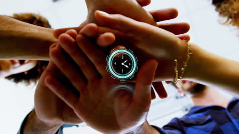 Hands United in Teamwork and Achievement