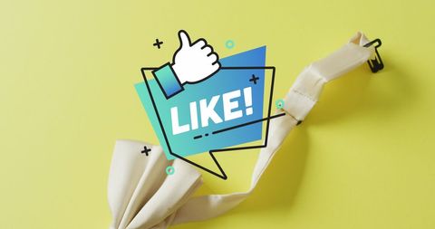 White Bow Tie on Yellow Background with Thumbs-Up LIKE Overlay - Download Free Stock Images Pikwizard.com