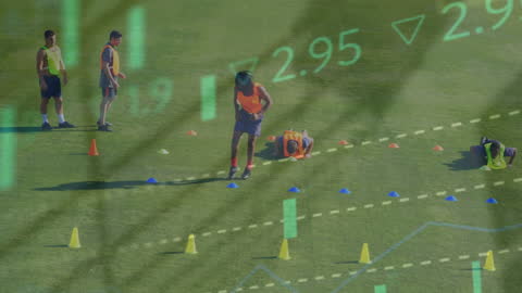 Soccer Training Overlayed with Digital Data Graphics