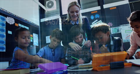 Teacher and Diverse Students engaged in Digital Learning Environment