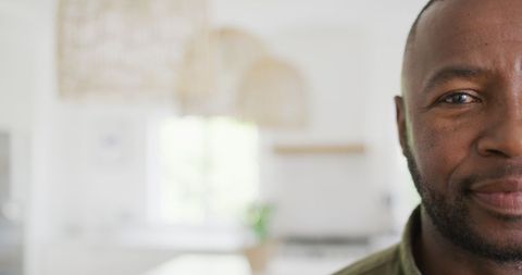Half Face Portrait of Smiling African American Man at Home - Download Free Stock Images Pikwizard.com