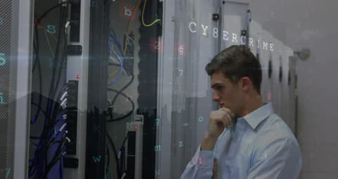 Worried Professional Analyzing Cybersecurity and Data Breach