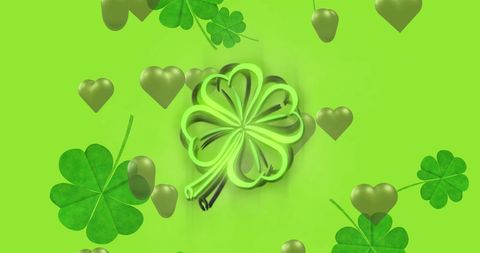 Festive St. Patrick's Day Shamrocks and Hearts on Green Background - Download Free Stock Images Pikwizard.com