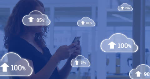 Businesswoman Engaging with Cloud Technology