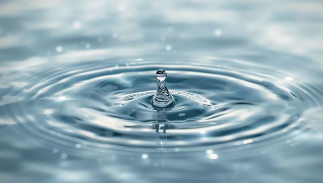Serene water droplet with ripples abstract minimalism